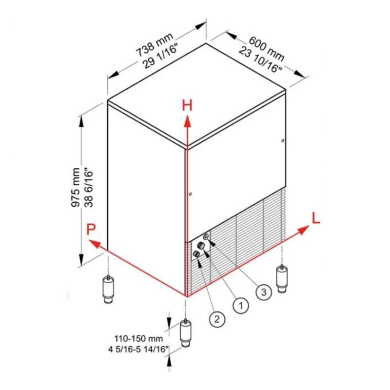 Brema VB 250A HC 105 Kg/Gün Hazneli Hızlı Küp Buz Makinesi